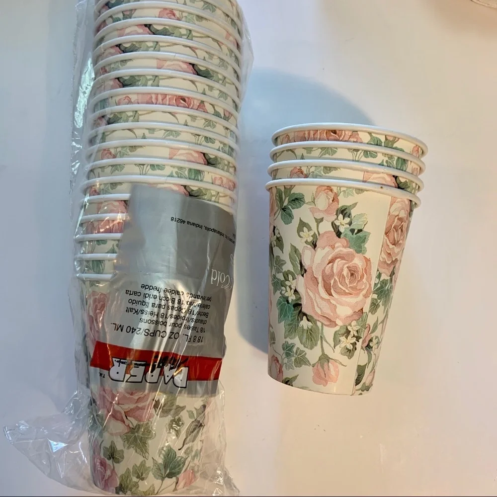 Vintage Ivy & Roses Floral Bridal Shower Paper Goods Cups Plates